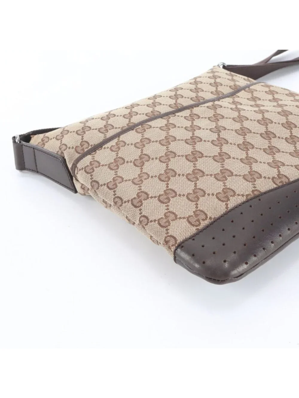 Gucci GG Canvas Leather Shoulder Bag Crossbody Messenger Business Tote
